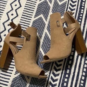 Peep toe ankle booties